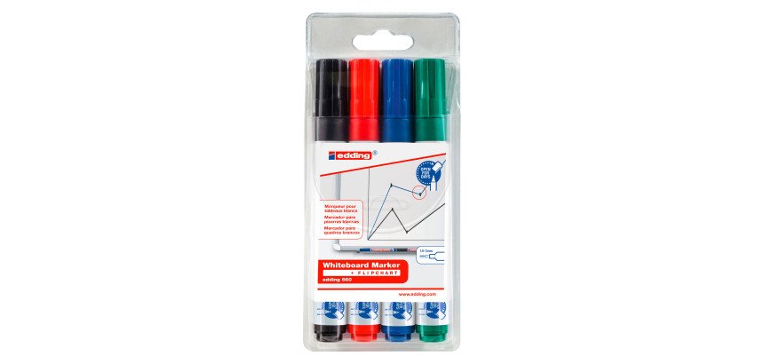 edding Whiteboard marker 660 Bullet tip Black / Blue / Red / Green Pack 4