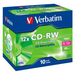 CD-RW Verbatim 8-12x 700 mb 10 unità