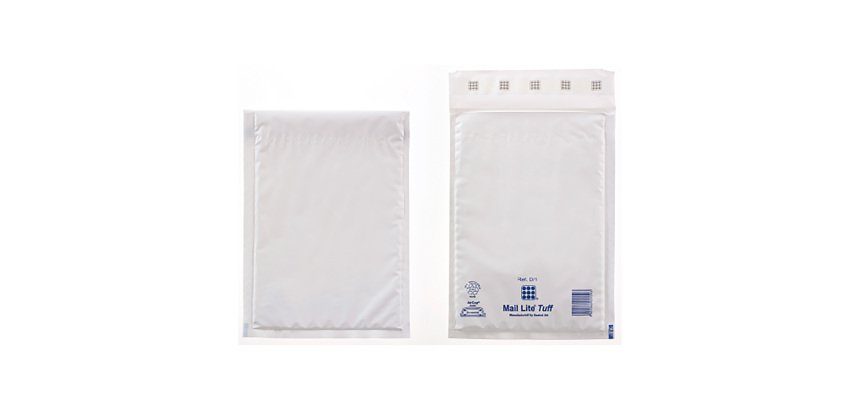 Mail Lite Tuff Padded Envelopes D/1 180 (W) x 260 (H) mm Peel and Seal White Pack of 100