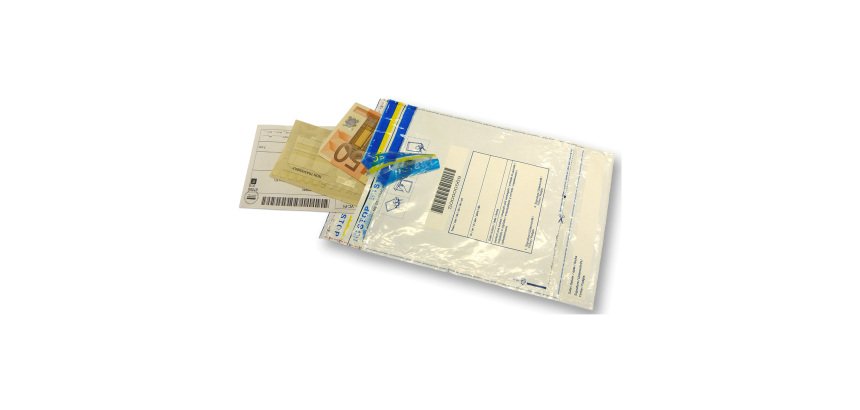 Buste di sicurezza in polietilene 375 x 450 +30 mm