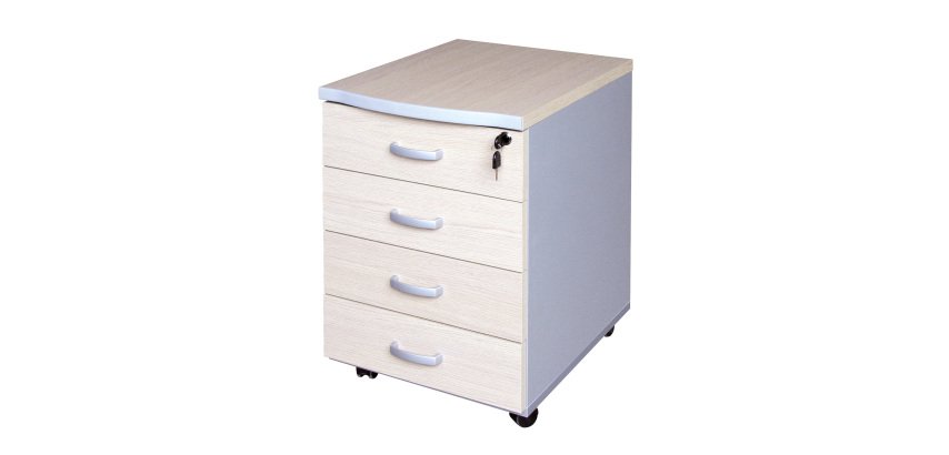 Cassettiera contemporanea 4 cassetti cassetti acero 440 x 520 x 630 mm