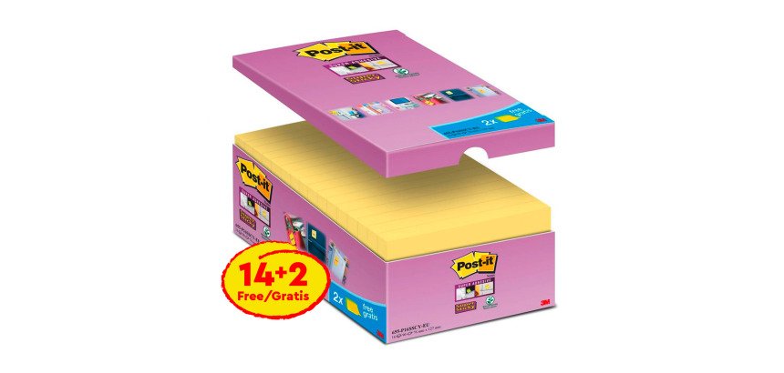 Post-it Super Sticky Giallo Canary 127 x 76 mm Confezione convenienza 14+2 unità