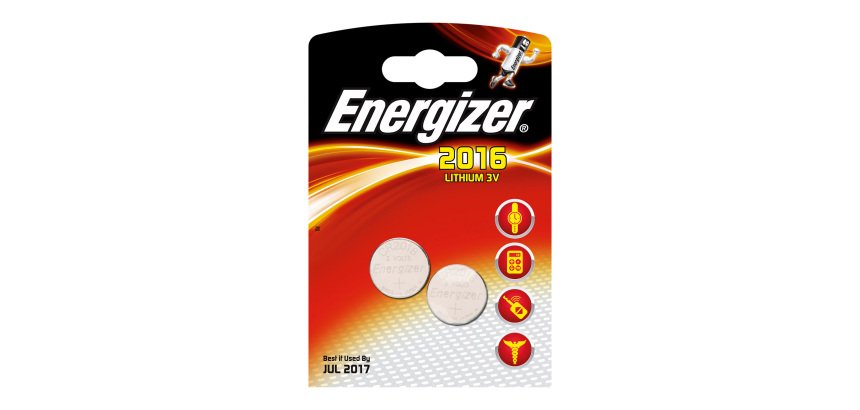 Energizer Button Cell Batteries CR2016 3V Lithium Pack of 2