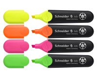 Evidenziatore Schneider Job Punta a scalpello tratto 1-5 mm assortiti Fluo 4 unità