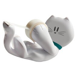 Dispenser tendinastro a forma di gatto e Nastro Adesivo Scotch C39 bianco 6,6 x 8,4 cm