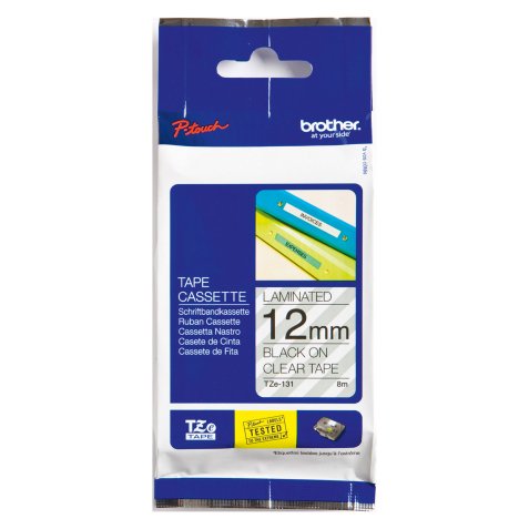 Nastro per etichettatura Brother TZE131 nero trasparente 12 mm x 8 m