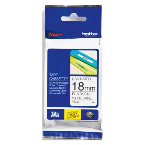 Brother TZe-241 Authentic Label Tape Self Adhesive Black Print on White 18 mm  x 8m