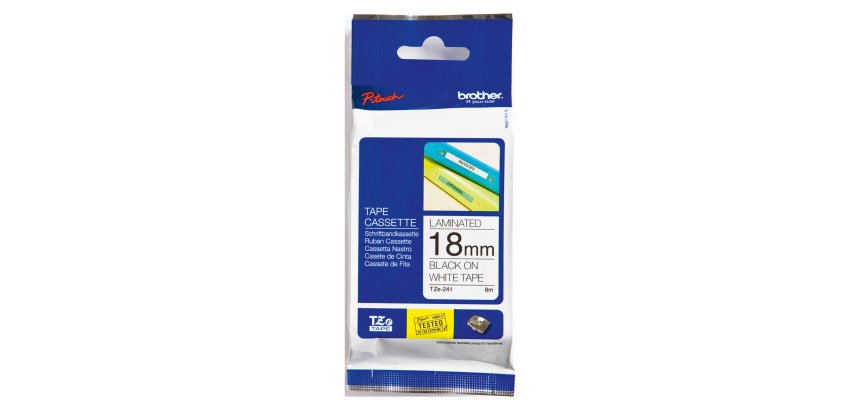 Brother TZe-241 Authentic Label Tape Self Adhesive Black Print on White 18 mm  x 8m