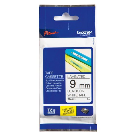 Brother TZe-221 Authentic Label Tape Self Adhesive Black Print on White 9 mm  x 8m