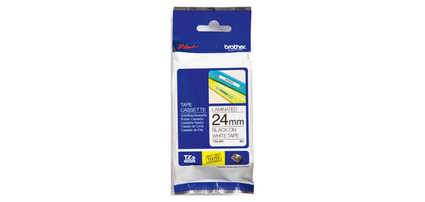 Nastro Brother TZE251 nero bianco 24 mm x 8 m