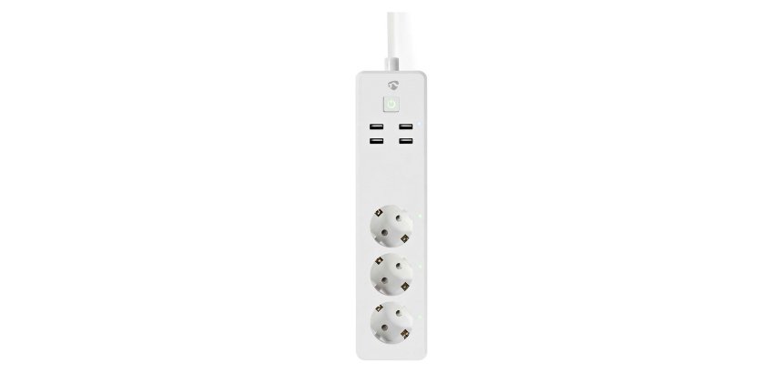 Multipresa Nedis Smartlife Wi-Fi 3 Spine con presa di terra 4 USB - Spina USB