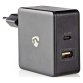 Caricabatterie da muro Nedis USB e USB-C nero