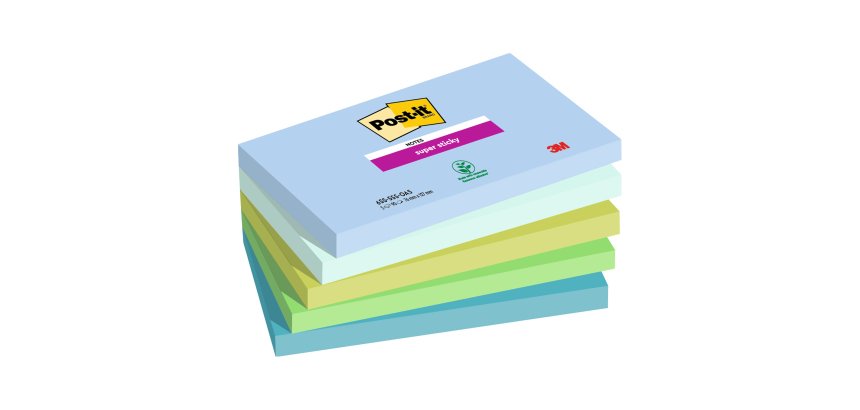 Post-it Super Sticky Notes 76 x 127 mm Blue, Green Rectangular Plain 5 Pads of 90 Sheets