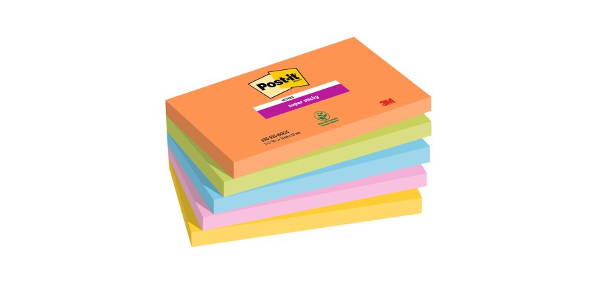 2+1 Confezioni Post-it super sticky Boost 76 x 127 mm 90 ff 5 unità 1 confezione in omaggio