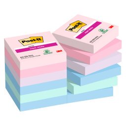 Post-it Super Sticky Notes 48 x 48 mm Blue, Green, Lavender, Pink Squared Plain 12 Pads of 90 Sheets