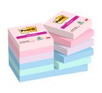Post-it Super Sticky Notes 48 x 48 mm Blue, Green, Lavender, Pink Squared Plain 12 Pads of 90 Sheets