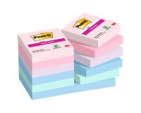 Post-it Super Sticky Notes 48 x 48 mm Blue, Green, Lavender, Pink Squared Plain 12 Pads of 90 Sheets