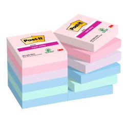 Post-it Super Sticky Notes 48 x 48 mm Blue, Green, Lavender, Pink Squared Plain 12 Pads of 90 Sheets