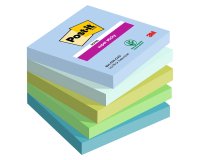 Post-it Super Sticky Z-Notes 76 x 76 mm Blue, Green Squared Plain 5 Pads of 90 Sheets