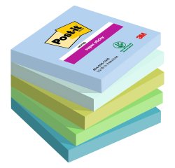Post-it Super Sticky Z-Notes 76 x 76 mm Blue, Green Squared Plain 5 Pads of 90 Sheets