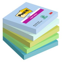 Post-it Super Sticky Z-Notes 76 x 76 mm Blue, Green Squared Plain 5 Pads of 90 Sheets