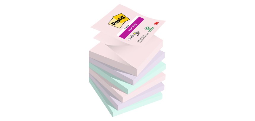 Ricariche Post-it  a Z Super Sticky Soulful 76 x 76 mm 6 confezioni da 90 fogli