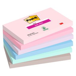 Post-it Super Sticky Notes 76 x 127 mm Blue, Green, Grey, Lavender, Pink Rectangular Plain 6 Pads of 90 Sheets