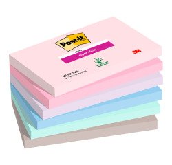 Post-it Super Sticky Notes 76 x 127 mm Blue, Green, Grey, Lavender, Pink Rectangular Plain 6 Pads of 90 Sheets