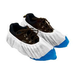 Schoenhoesjes in PP/PE, wit/blauw - Zak van 50