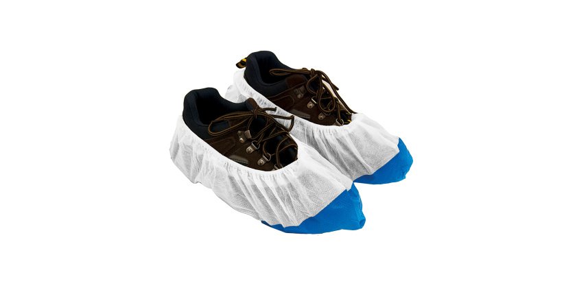 Surchaussures en PP/PE, blanc/bleu - Sachet de 50