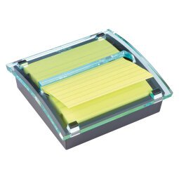 Dispenser High Tech Nero, Trasparente + Post-it Super Sticky Giallo Canary a Z con righe 101 x 101 mm da 90 fogli