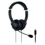Kensington Wired Headphones K97457WW Over-the-Head 1.8 m USB-C Cable Hi-Fi Noise-Cancelling With Microphone Black