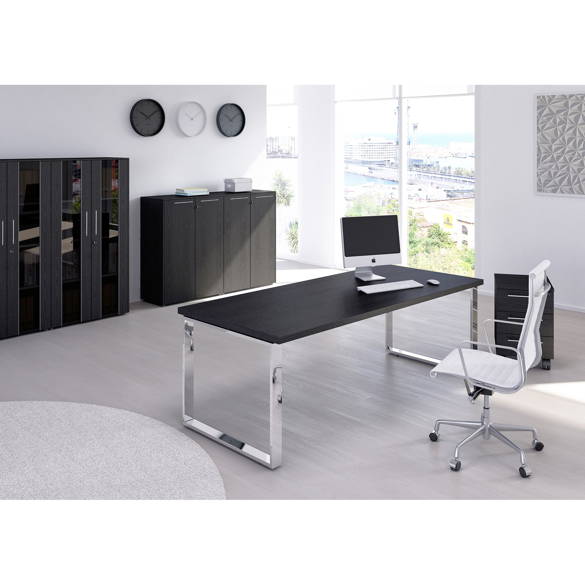 Scrivania direzionale Florida l 180 x p 90 x h 74 cm gambe in metallo ad anello effetto cromato