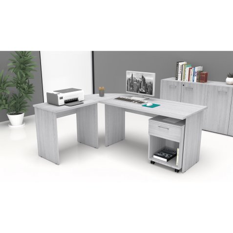 SET OFFICE Rovere Portofino,scrivania,allungo e cassettiera