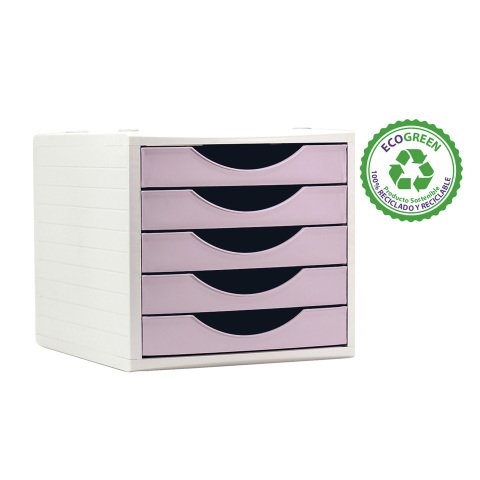 Módulo 5 cajones Archivotec Ecogreen de Archivo 2000 100% reciclado Rosa pastel