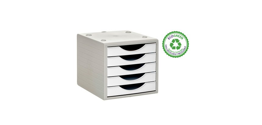 Módulo 5 cajones Archivotec Ecogreen de Archivo 2000 colores pastel 100% reciclado
