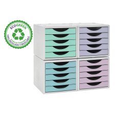 Módulo 5 cajones Archivotec Ecogreen de Archivo 2000 colores pastel 100% reciclado