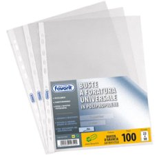 Buste a perforazione Universale Favorit Air 22 x 30 cm trasparente polipropilene finitura liscia lucida spessore leggero 100 unità