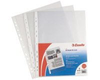 Buste a perforazione Universale Esselte Deluxe 22 x 30 cm trasparente polipropilene finitura goffrata a buccia d'arancia spessore alto 50 unità
