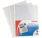 Confezione 4+1  50 Buste a perforazione Universale Esselte Deluxe 22 x 30 cm trasparente polipropilene finitura goffrata a buccia d'arancia spessore alto