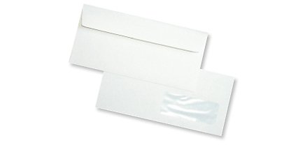 Buste con taglio quadro Pigna 90 g/m² bianco con finestra chiusura autoadesiva 500 unità