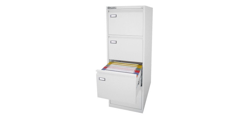 Classificatore Kubo Monoblocco in Metallo a 4 Cassetti Colore Bianco, Fornito Montato