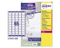 Avery UltraGrip Mini Address Labels L7651-100 Self Adhesive 38.1 x 21.2 mm White Rectangular 100 Sheets of 65 Labels