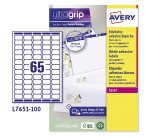 Etichette adesive Avery Mini in carta bianca 38,1x21,2mm, 65 etichette per foglio, adesivo permanente, laser, 100 fogli