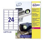 Avery L4773-20 Heavy Duty Labels 63.5 x 33.9 mm White 20 Sheets of 24 Labels