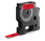 Dymo D1 S0720570 / 45017 Authentic Label Tape Self Adhesive Black Print on Red 12 mm x 7m