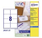 Etichette adesive Avery in carta bianca 99,1x67,7mm, 8 etichette per foglio, adesivo permanente, inkjet, 25 fogli