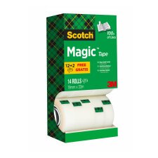 Confezione convenienza 12+2 omaggio Nastro adesivo Scotch Magic 810 19 mm x 33 m trasparente