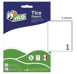 Etichette adesive Tico in carta bianca in bustina scrivibili a mano, 150x115mm, 1 etichetta per foglio, adesivo permanente, 10 fogli