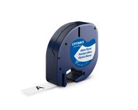 Dymo LT S0721610 / 91201 Authentic LetraTag Label Tape Self Adhesive Black Print on White 12 mm x 4m